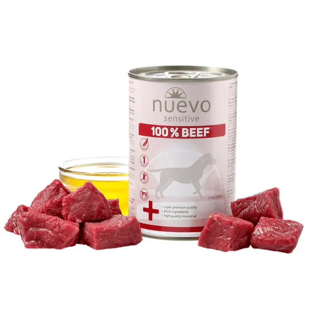 nuevo 100 per cento sensitive umido per cani manzo