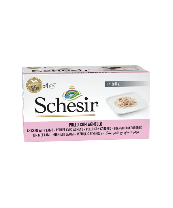 schesir filetti di pollo con agnello in gelatina 85g in lattina