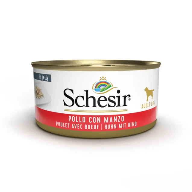 schesir pollo con manzo in gelatina 150g in lattina