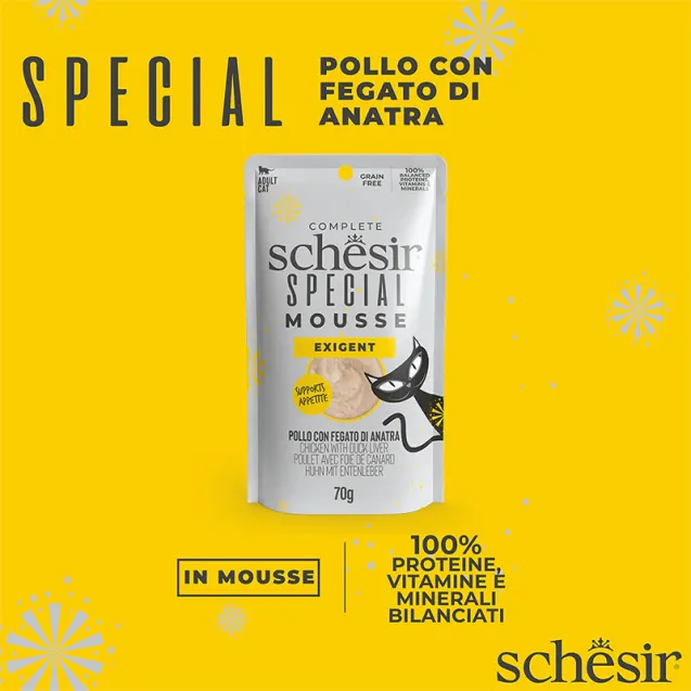 schesir exigent pollo con fegato di anatra in mousse 70g in busta - Altra Vista Secondaria