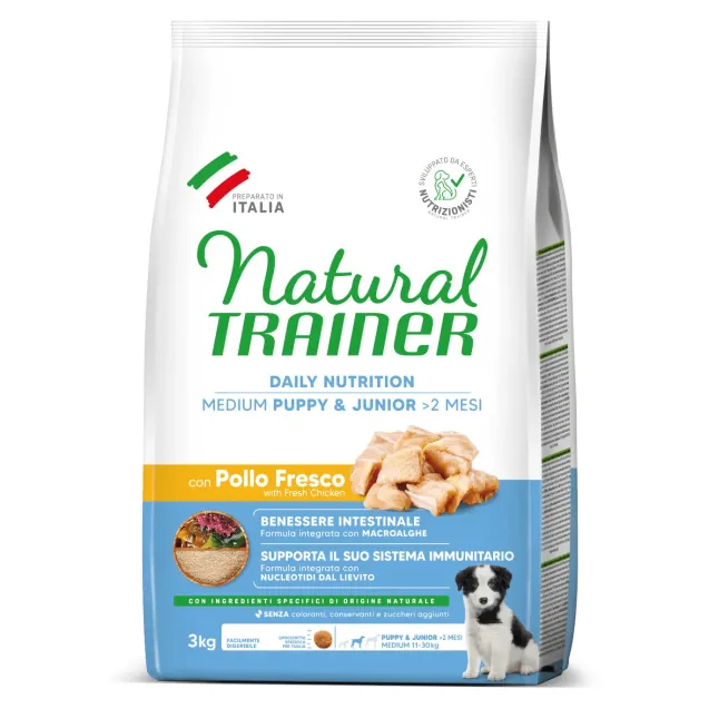 natural trainer daily nutrition medium puppy&junior con pollo fresco 3 kg