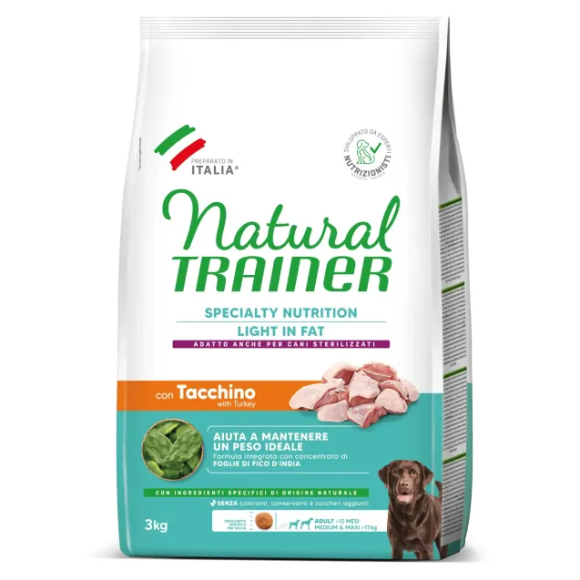 natural trainer specialty nutrition light in fat medium&maxi adult con tacchino 3 kg