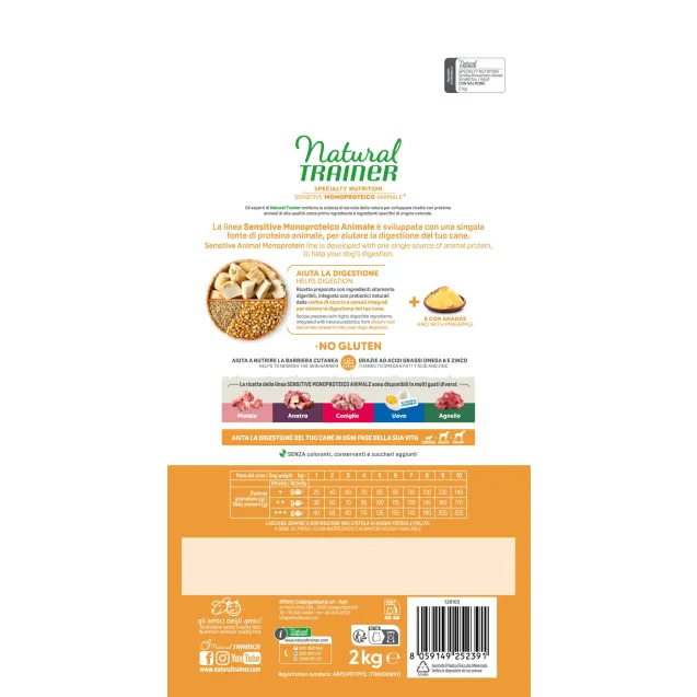 natural trainer specialty nutrition sensitive monoproteico no gluten small&toy adult con salmone e cereali integrali 2 kg - Altra Vista Secondaria