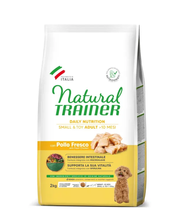 natural trainer alimento completo ed equilibrato per cani adulti toy/di taglia piccola (1-10 kg) +10 mesi 2 kg