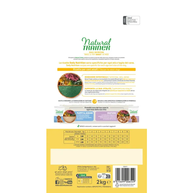 natural trainer alimento completo ed equilibrato per cani adulti toy/di taglia piccola (1-10 kg) +10 mesi 2 kg - Altra Vista Secondaria