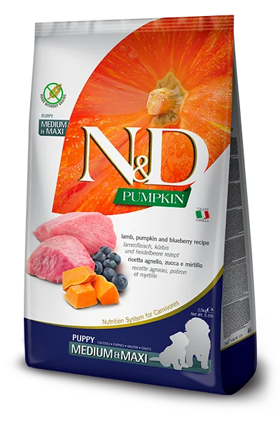 Immagine di anteprima del prodotto dal titolo: ND Pumpkin canine Lamb & blueberry Puppy Medium & Maxi 12kg