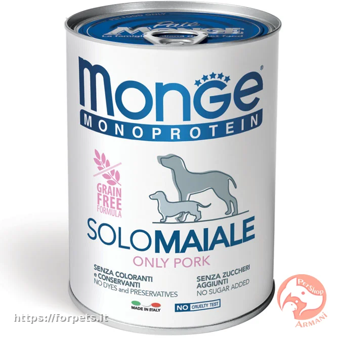 Immagine di anteprima del prodotto dal titolo: Monge Monoprotein Paté Solo Maiale