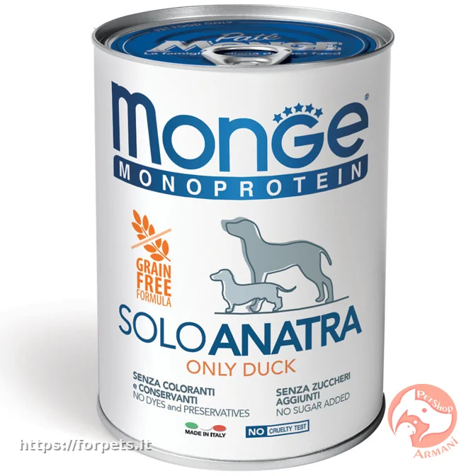 Immagine di anteprima del prodotto dal titolo: Monge Monoprotein Paté Solo Anatra