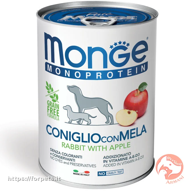 Immagine di anteprima del prodotto dal titolo: Monge Monoprotein Paté Coniglio con Mela